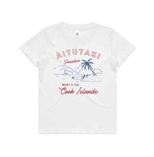 Aitutaki Paradise - Muri a vai - old school retro.  (Kids Tee)